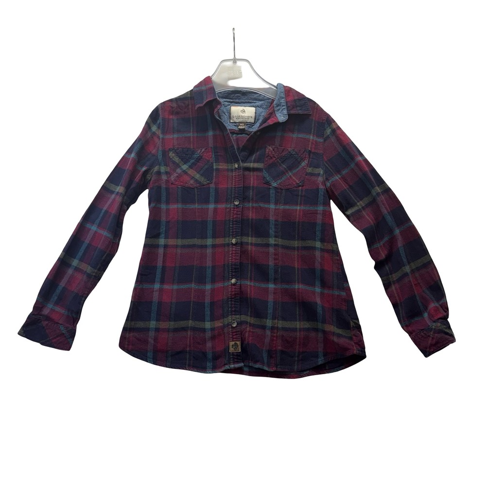Legendary Whitetails Womens‎ Plaid Flannel Shirt Burgundy Navy Teal Size Medium